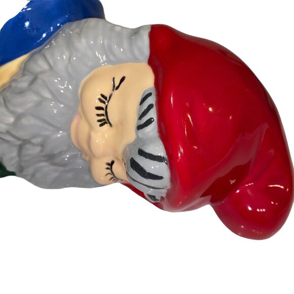 Ceramic Sleeping Gnome Garden Hand Painted Glazed Home Decor - Picture 4 of 6